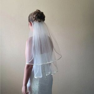 Double Layer Wedding Bridal Veil Comb with Satin Trim